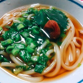 大葉と梅の温うどん